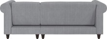 Ecksofa >Firenze II< in Grau, Samt-Cord - 241x83x154cm (BxHxT)