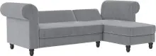 Ecksofa >Firenze II< in Grau, Samt-Cord - 241x83x154cm (BxHxT)