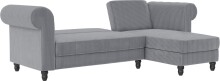 Ecksofa >Firenze II< in Grau, Samt-Cord - 241x83x154cm (BxHxT)