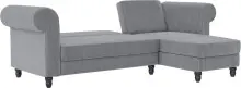 Ecksofa >Firenze II< in Grau, Samt-Cord - 241x83x154cm (BxHxT)