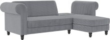 Ecksofa >Firenze II< in Grau, Samt-Cord - 241x83x154cm (BxHxT)