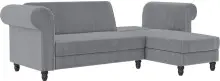 Ecksofa >Firenze II< in Grau, Samt-Cord - 241x83x154cm (BxHxT)