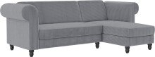 Ecksofa >Firenze II< in Grau, Samt-Cord -...