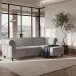 Ecksofa >Firenze II< in Grau, Samt-Cord - 241x83x154cm (BxHxT)