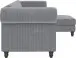Ecksofa >Firenze II< in Grau, Samt-Cord - 241x83x154cm (BxHxT)