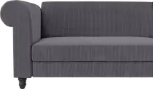 Ecksofa >Firenze II< in Grau, Samt-Cord - 241x83x154cm (BxHxT)