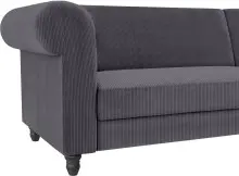 Ecksofa >Firenze II< in Grau, Samt-Cord - 241x83x154cm (BxHxT)