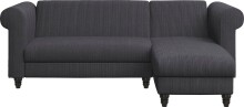 Ecksofa >Firenze II< in Grau, Samt-Cord - 241x83x154cm (BxHxT)
