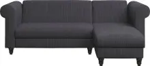 Ecksofa >Firenze II< in Grau, Samt-Cord - 241x83x154cm (BxHxT)