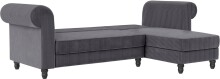 Ecksofa >Firenze II< in Grau, Samt-Cord - 241x83x154cm (BxHxT)
