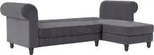 Ecksofa >Firenze II< in Grau, Samt-Cord - 241x83x154cm (BxHxT)