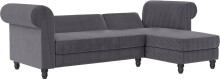 Ecksofa >Firenze II< in Grau, Samt-Cord - 241x83x154cm (BxHxT)