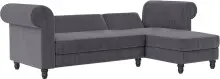 Ecksofa >Firenze II< in Grau, Samt-Cord - 241x83x154cm (BxHxT)