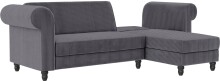 Ecksofa >Firenze II< in Grau, Samt-Cord - 241x83x154cm (BxHxT)