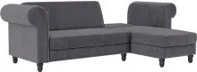 Ecksofa >Firenze II< in Grau, Samt-Cord - 241x83x154cm (BxHxT)