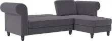 Ecksofa >Firenze II< in Grau, Samt-Cord - 241x83x154cm (BxHxT)