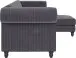 Ecksofa >Firenze II< in Grau, Samt-Cord - 241x83x154cm (BxHxT)