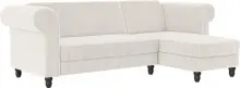 Ecksofa >Firenze II< in Creme-Weiß, Samt-Cord...