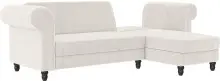 Ecksofa >Firenze II< in Creme-Weiß, Samt-Cord - 241x83x154cm (BxHxT)