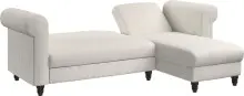 Ecksofa >Firenze II< in Creme-Weiß, Samt-Cord - 241x83x154cm (BxHxT)
