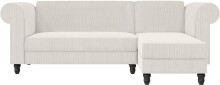 Ecksofa >Firenze II< in Creme-Weiß, Samt-Cord - 241x83x154cm (BxHxT)