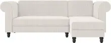 Ecksofa >Firenze II< in Creme-Weiß, Samt-Cord - 241x83x154cm (BxHxT)