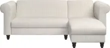 Ecksofa >Firenze II< in Creme-Weiß, Samt-Cord - 241x83x154cm (BxHxT)