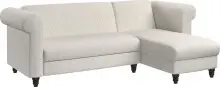 Ecksofa >Firenze II< in Creme-Weiß, Samt-Cord - 241x83x154cm (BxHxT)