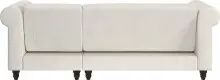 Ecksofa >Firenze II< in Creme-Weiß, Samt-Cord - 241x83x154cm (BxHxT)
