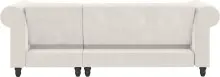 Ecksofa >Firenze II< in Creme-Weiß, Samt-Cord - 241x83x154cm (BxHxT)