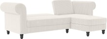 Ecksofa >Firenze II< in Creme-Weiß, Samt-Cord - 241x83x154cm (BxHxT)