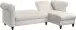 Ecksofa >Firenze II< in Creme-Weiß, Samt-Cord - 241x83x154cm (BxHxT)