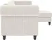 Ecksofa >Firenze II< in Creme-Weiß, Samt-Cord - 241x83x154cm (BxHxT)
