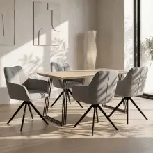 Esstisch >Krakow< in Eiche Dekor, MDF/Metall - 160x76x90cm (BxHxT)