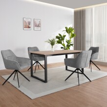 Armlehnstuhl >Skopje< (2er-Set) in Grau, Stoff - 59,5x85x61,5cm (BxHxT)