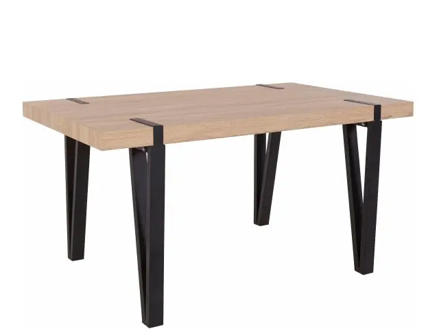 Esstisch >Sevilla< in Eiche Dekor, MDF / Metall - 150x76x90cm (BxHxT)