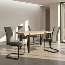 Esstisch >Sevilla< in Eiche Dekor, MDF / Metall - 150x76x90cm (BxHxT)