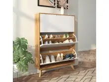 Schuhkipper >Essen< in Weiß / Eiche Dekor - 89x125x24cm (BxHxT)