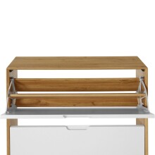 Schuhkipper >Essen< in Weiß / Eiche Dekor - 89x125x24cm (BxHxT)