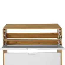 Schuhkipper >Essen< in Weiß / Eiche Dekor - 89x125x24cm (BxHxT)