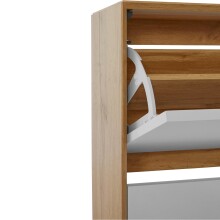 Schuhkipper >Essen< in Weiß / Eiche Dekor - 89x125x24cm (BxHxT)