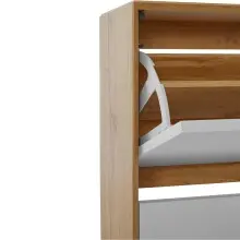Schuhkipper >Essen< in Weiß / Eiche Dekor - 89x125x24cm (BxHxT)