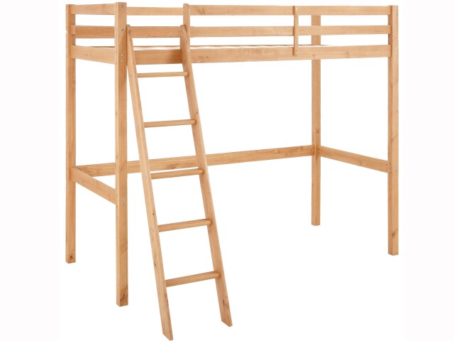 Hochbett >Athen2< in Natur, Kiefer - 98x175x208cm (BxHxT)