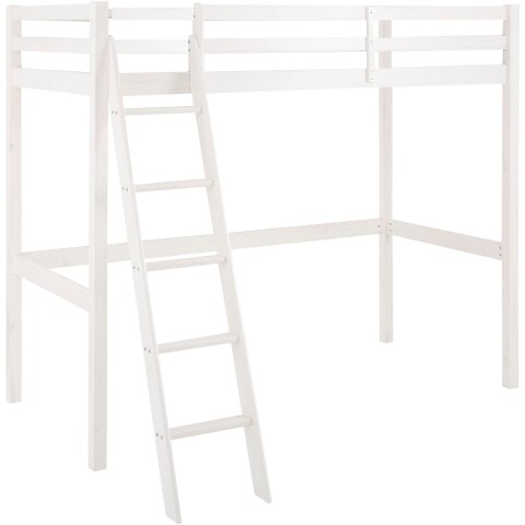 Hochbett >Athen2< in Weiß, Kiefer - 98x175x208cm (BxHxT)