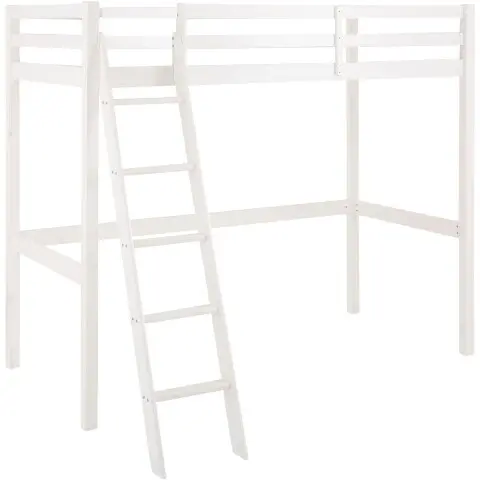 Hochbett >Athen2< in Weiß, Kiefer - 98x175x208cm (BxHxT)