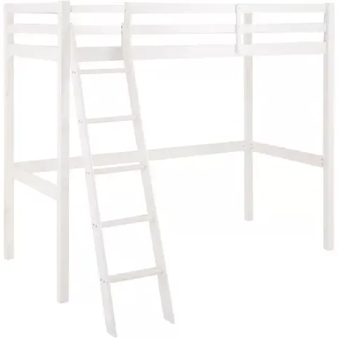 Hochbett >Athen2< in Weiß, Kiefer - 98x175x208cm (BxHxT)