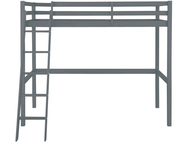 Hochbett >Athen< in Grau, Kiefer - 98x175x208cm (BxHxT)