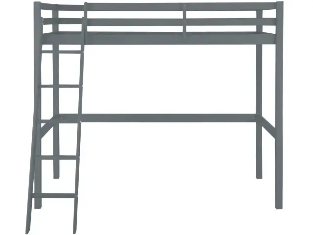 Hochbett >Athen< in Grau, Kiefer - 98x175x208cm (BxHxT)