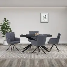 Esstisch >Dresden< in Schwarz, MDF - 160x76x90cm (BxHxT)