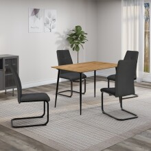 Esstisch >Dublin< in Eiche Dekor / Schwarz, MDF/Metall - 120x76x80cm (BxHxT)